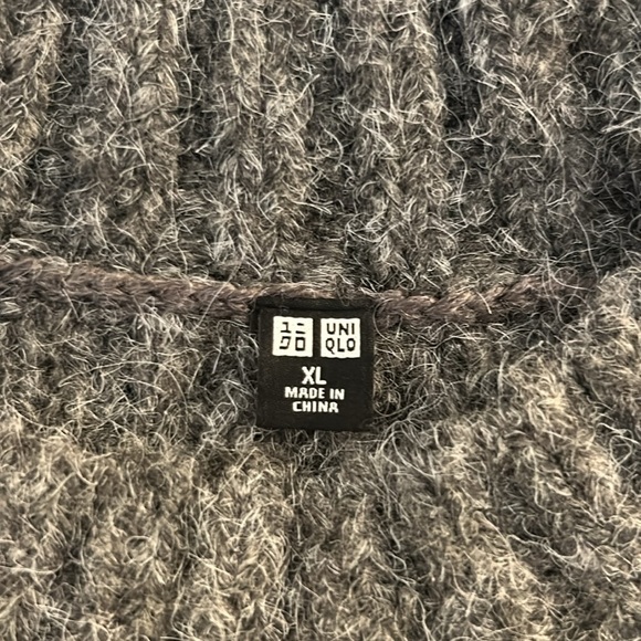 Uniqlo Wool Blend Gray Ribbed Crewneck Long Sleeve Oversized Sweater Size XL - Picture 5 of 6